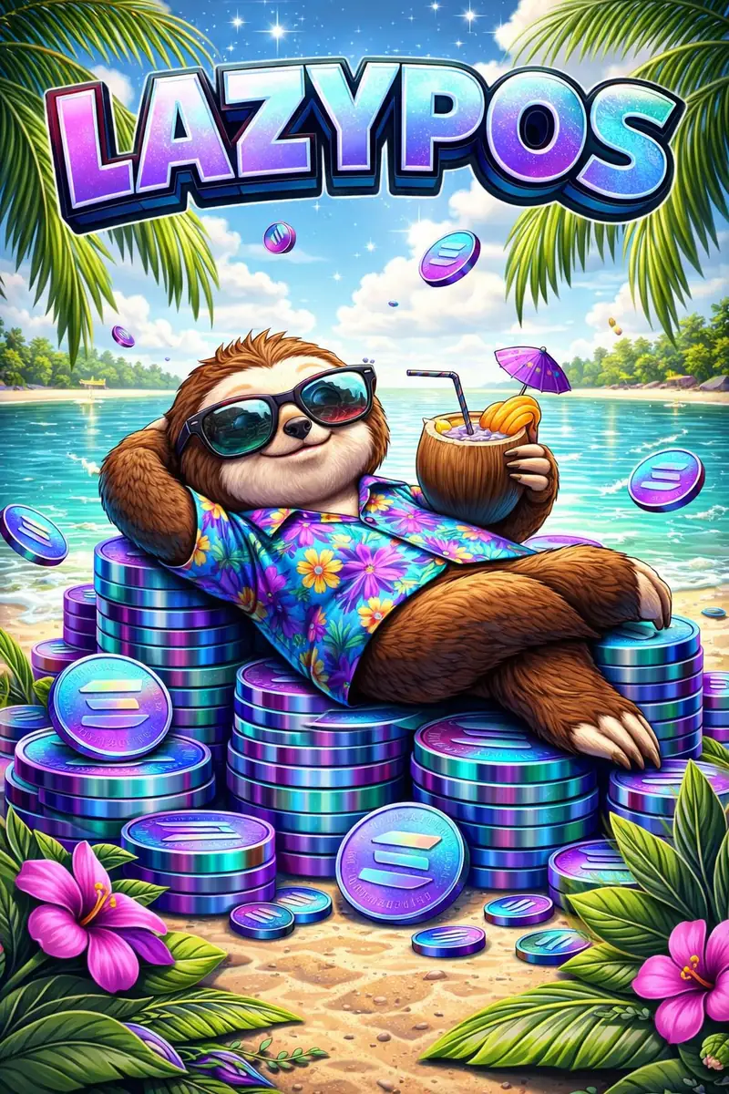 LAZYPOS sloth relaxing on a beach